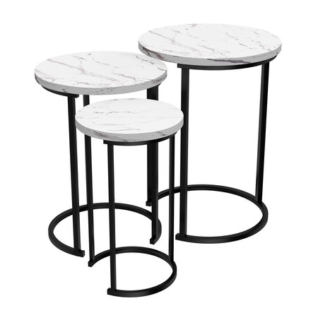 Hastings Home Set of 3 Round Nesting Tables, White 627948ZOS